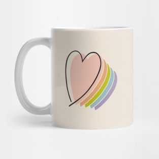 boho rainbow heart design line art heart Mug